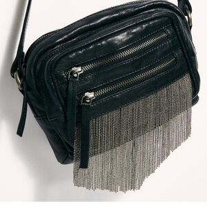 Free People Black Crossbody Bag with Metallic Fringe